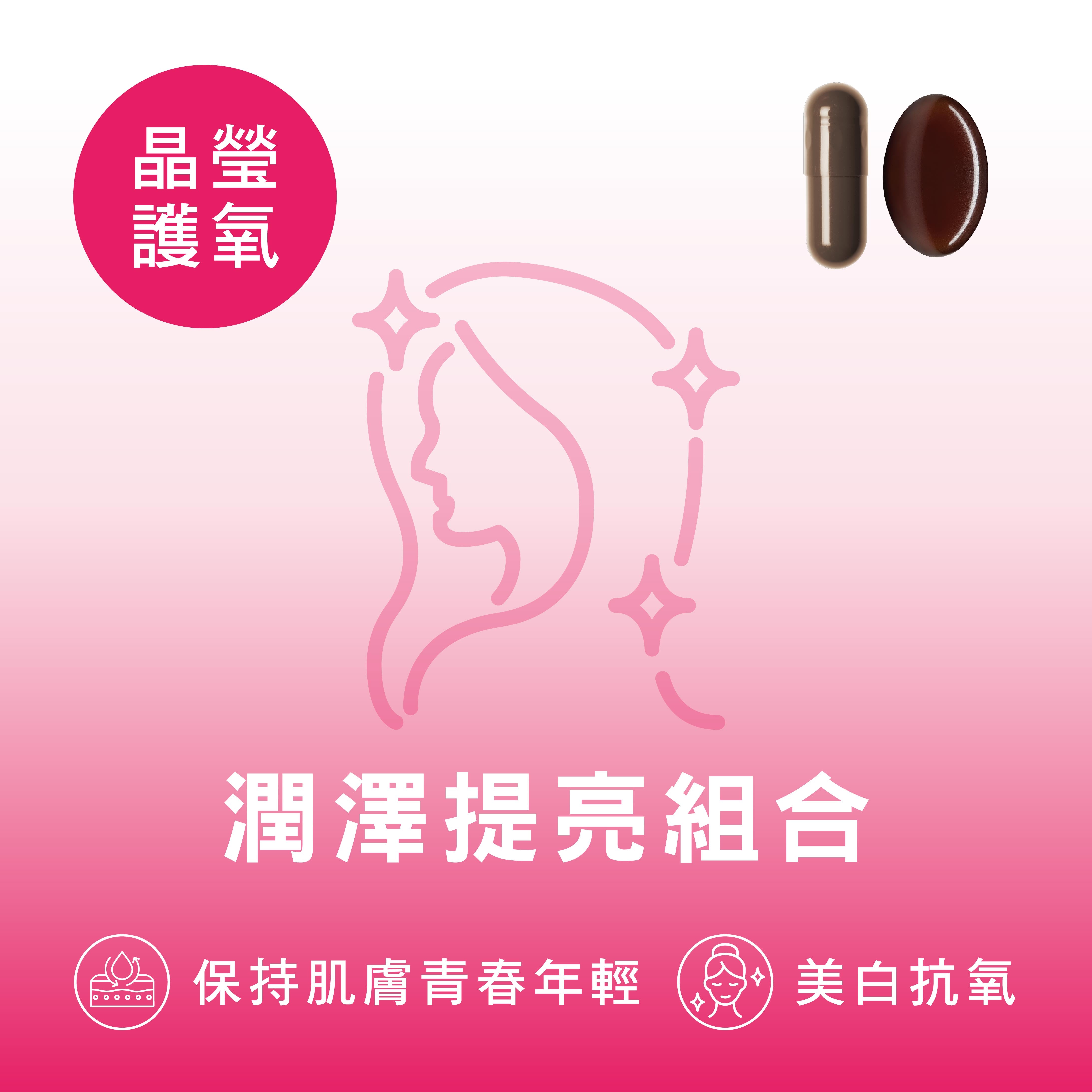 CATALO家得路潤澤提亮組合,含原花青素及蝦青素,修復膠原蛋白,亮澤肌膚,適合抗老人士。